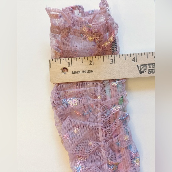 For Love & Lemons Imani Embroidered Mesh Shimmer Ruched Mini Dress Size M NWT - Picture 14 of 15